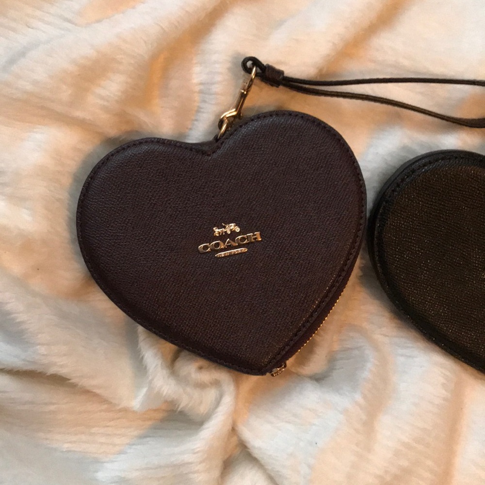 Dark Purple Heart Coach Wristlet
